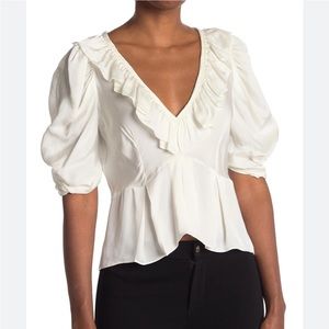 Sandro Erika Puff Sleeve Top in white. Brand new with tags. Size 4 (US 10)